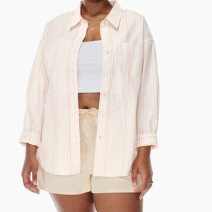 Aritzia Wilfred Barlowe relaxed shirt in apricot/lilac stripe size xxs